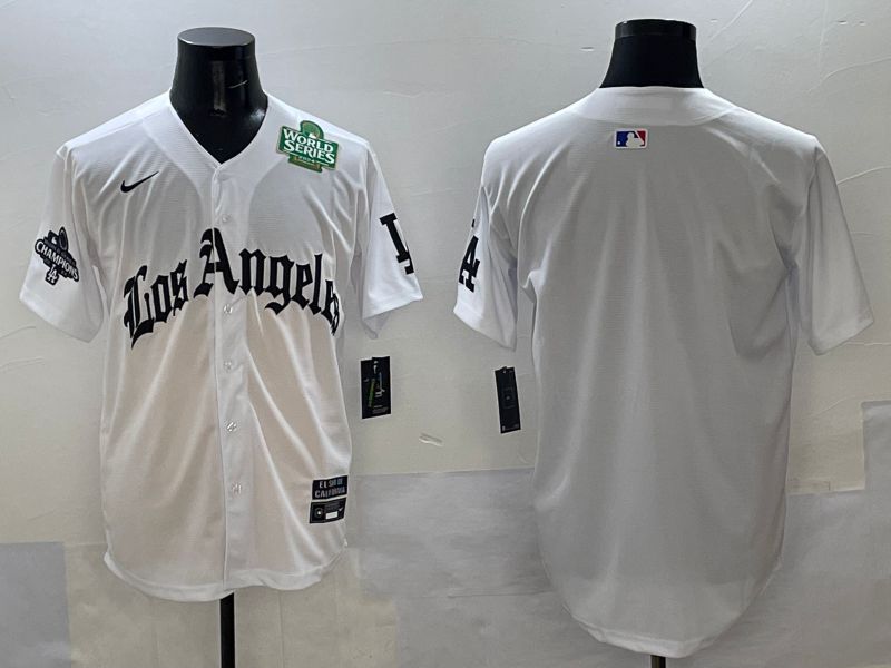 Men Los Angeles Dodgers Blank White Five generations Joint Name 2025 Nike MLB Jersey style 33->los angeles dodgers->MLB Jersey